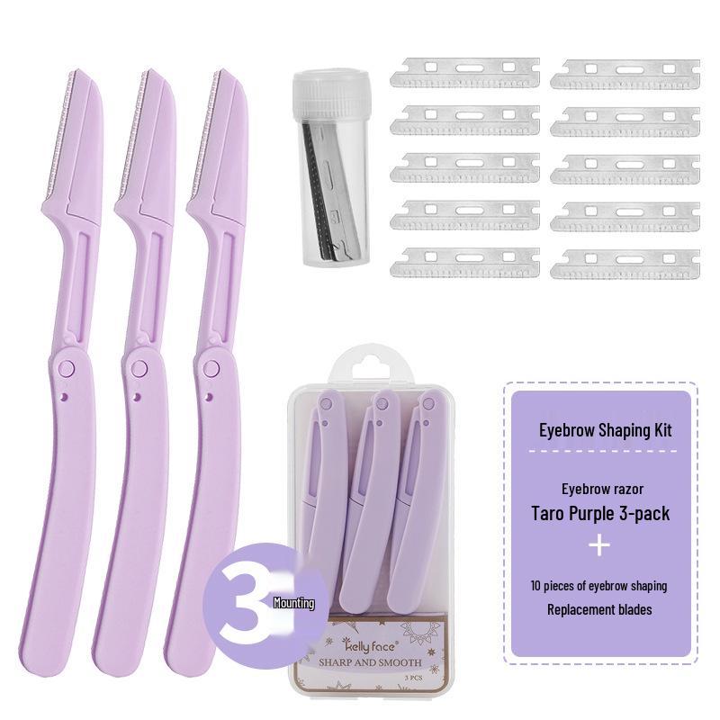 KELLY FACE Eyebrow Trimmer Set: Safety Folding Razors for Shaping & Makeup (3 Pieces).