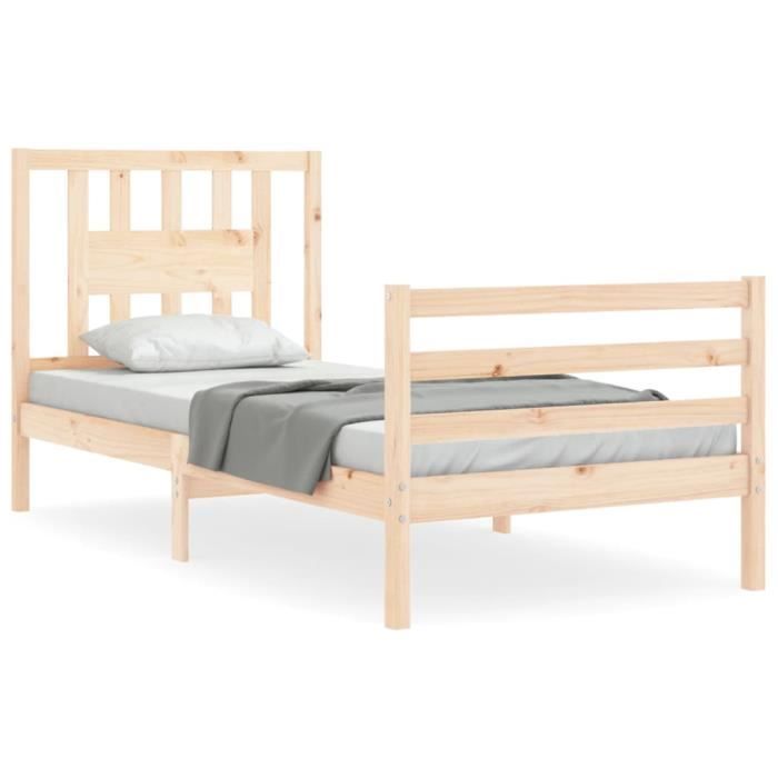 VidaXL Bed Frame with Headboard 90x200 Cm Solid Wood 3194556