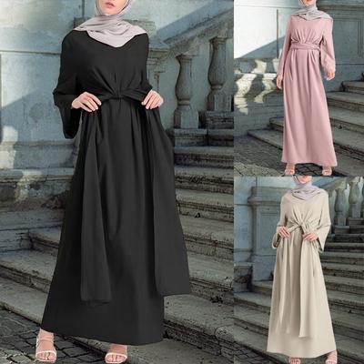 Women Dress Turkish Cloth Islam Muslin Solid Soft Loose Robe Canonicals  One Piece Long Dress Long Sleeve Elegant Dresses Oversize