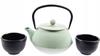 0.8L CAST IRON TEA TEAPOT INFuser 2x Enameled Cups
