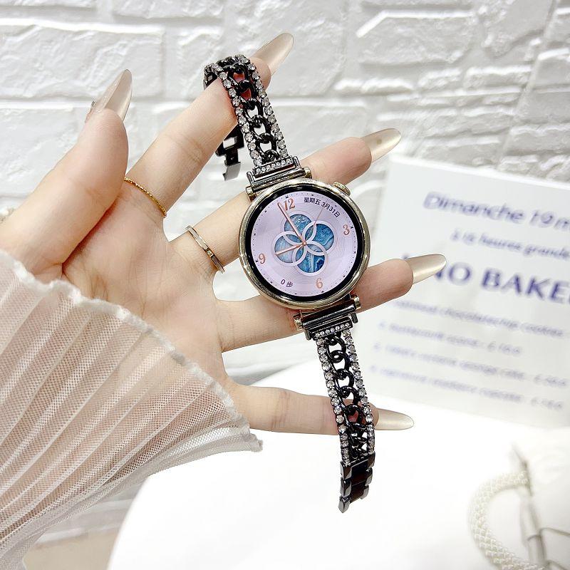 

18 20 22MM Universal Diamond Metal Strap For Huawei Watch GT4 41mm Jewelry Bling Band for Huawei GT 5 Gt4 41mm 46mm Women Correa 18mm чёрный