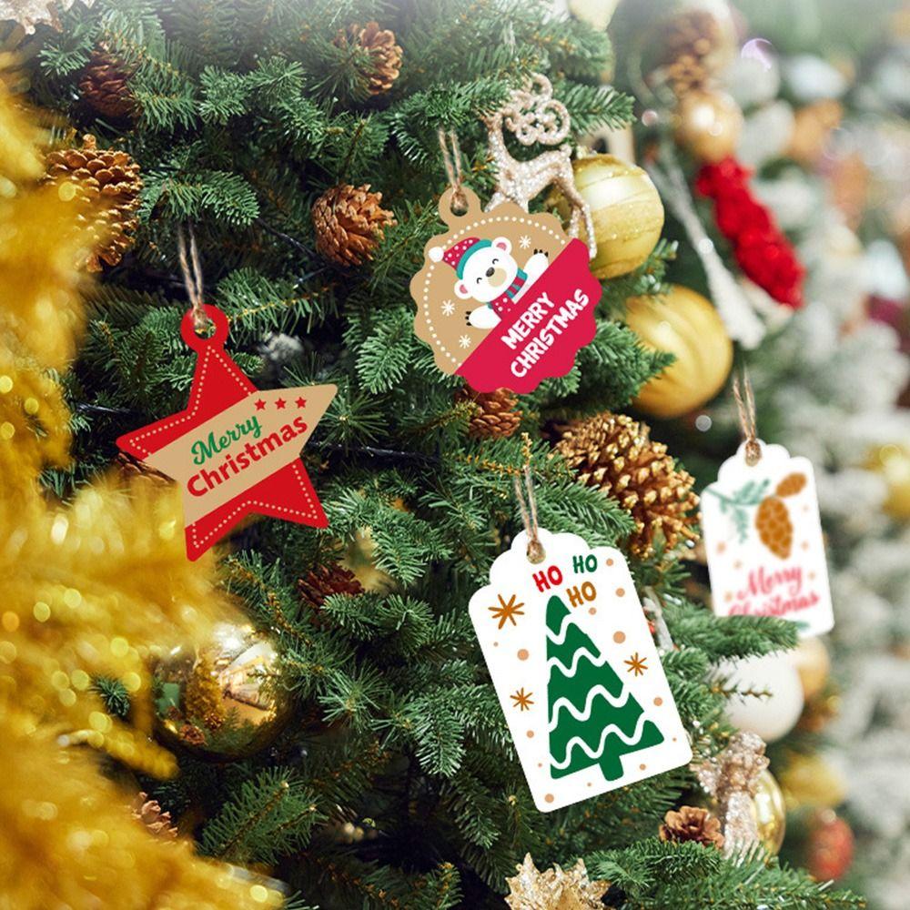 Supplies Merry Christmas Tags Wrapping Hanging Labels Xmas Tree Snowflake Santa Claus Snowman