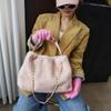 Elegant Faux Fur Shoulder Bags for Women Large Capacity Ladies Soft Plush Chain Handbags Fluffy Solid Color Underarm Bags Winter