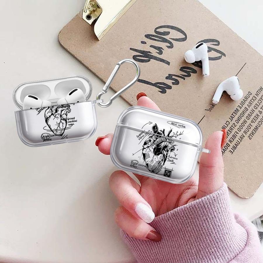 Case For Airpods 4 2 3 Pro2 Pro Pro3 1 Clear Earphone Cases Cover Line Heart Pattern