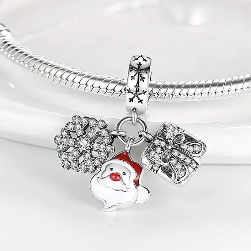 Christmas Charms Copper Christmas Tree Santa Claus Ice Boot Snowflake Pendant Beads Fit Bracelet Diy Jewelry