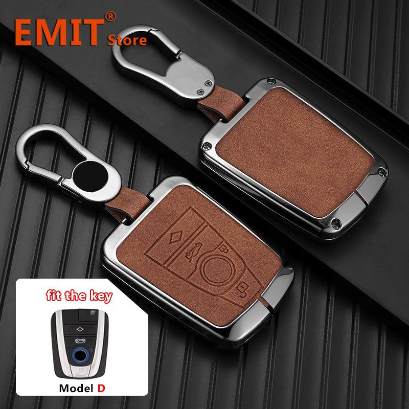 Custodia per chiave auto in lega di zinco e vera pelle adatta per BMW Serie I3 I8 Guscio protettivo Portachiavi Guscio Accessori interni