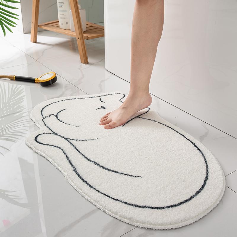 Cute Cat Pattern Furry Mat Irregular Bedroom Rug Nonslip Baby Crawling Carpet Children's Room Decor Soft Floor Home Decoration