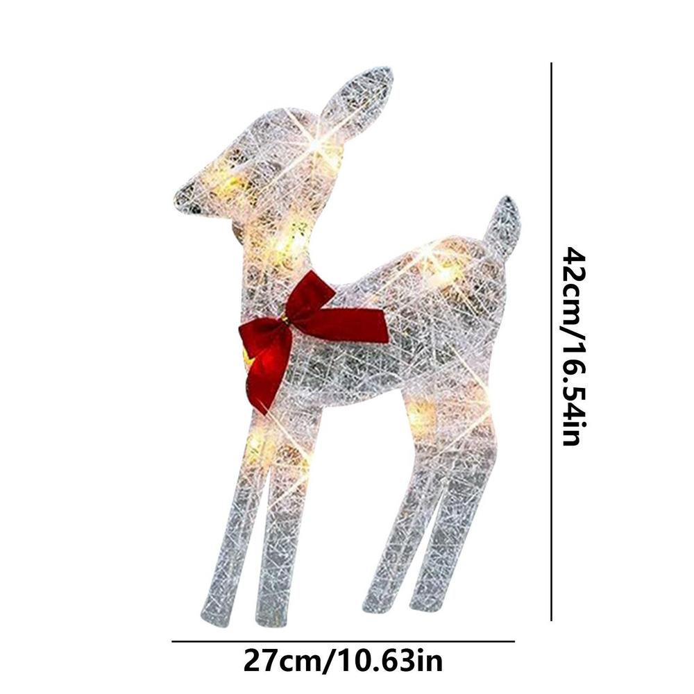 Leuchtendes Weihnachtsrentier Weihnachts-Gartendekor mit LED-Licht Glitzerndes Rentier Weihnachts-Haus-Außenhof-Ornament-Dekor