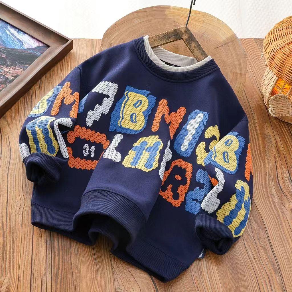2024 Spring/Autumn Boys' Thin Pullover Sweatshirt - Cool Base Layer for Medium/Large Kids