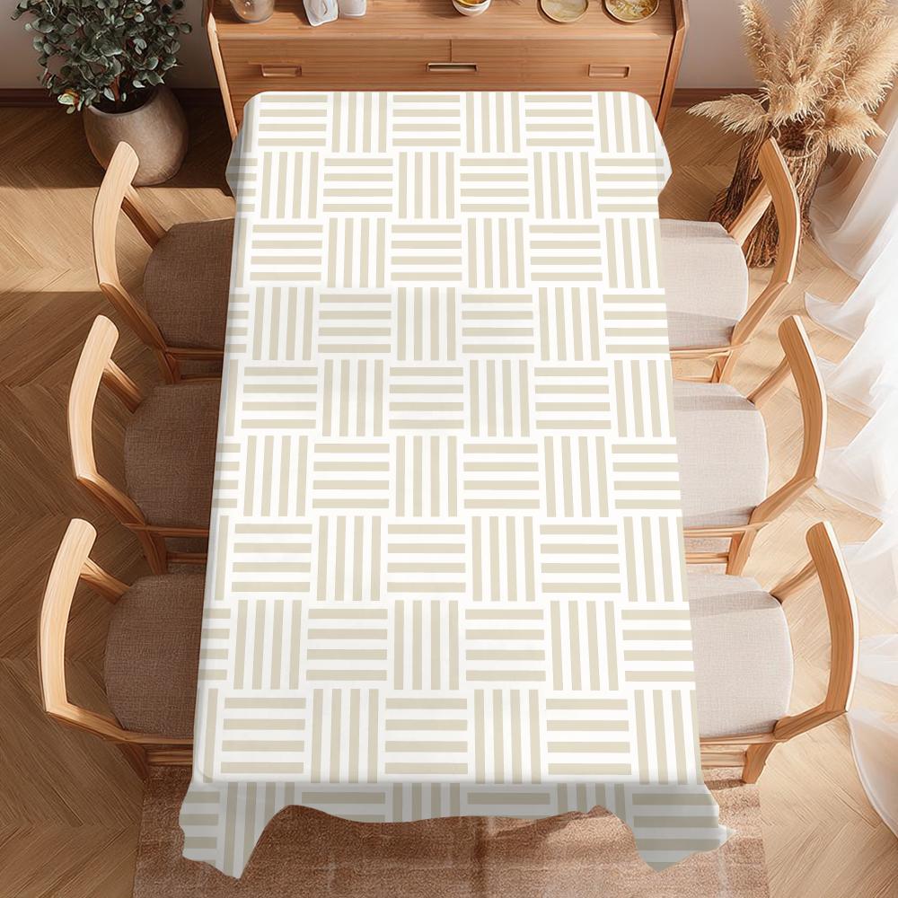 Woven Texture Stripe Table Cloth Home Party Picnic Dining Room Kitchen Desktop Dust-proof Decorative Table