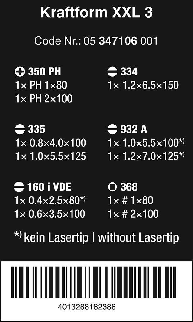 WERA Kraftform Plus Handle Screwdriver Set with 347106 11-Piece Rack,