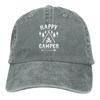 Happy Camper Distressed White Baseball Caps Peaked Cap Camper Camping Sun Shade Hats for Men