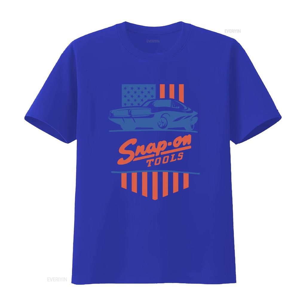 Snap On Tools T Shirt American Flag Car Print Mens vintage Washed Versatile Comfortable Casual homme Slightly graphic