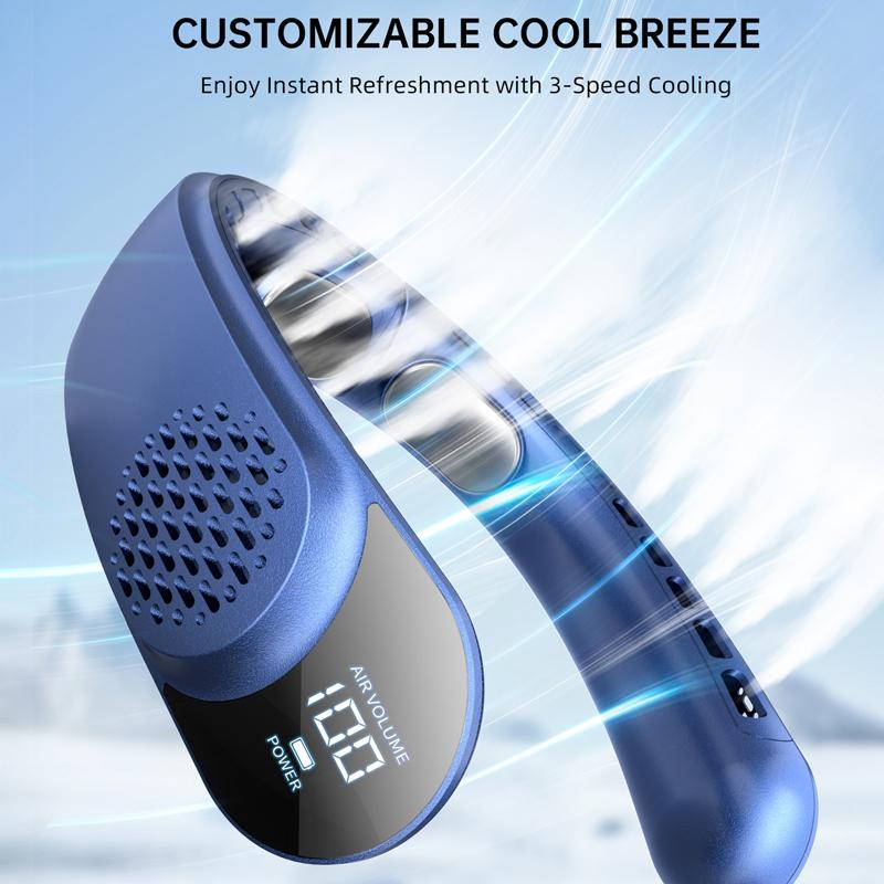 Portable Neck Fan, 4 Turbo Neck Fan, 4000 mAh Battery Operated, USB Rechargeable Personal Fan, 3 Speeds, 360° Cooling Airflow