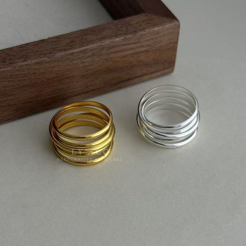Minimalist Multi-layer Winding Thin Ring Opening Adjustable Ancient Gold and Silver Niche Versatile Display Slender High-end Jewelry