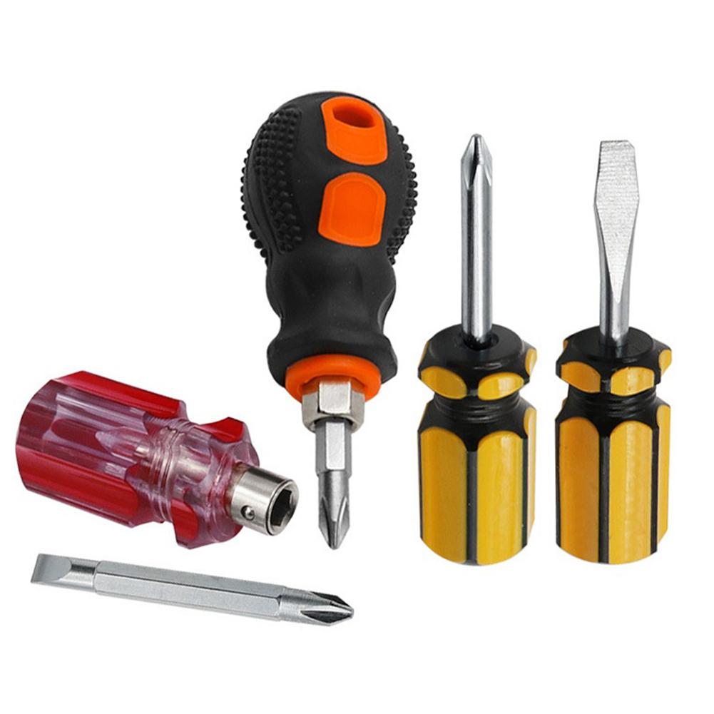 4pcs Steel Cross Shaped Flat Head Multipurpose Screwdriver Kit Home Repair Tool Magnetic Dual-purpose Screwdriver