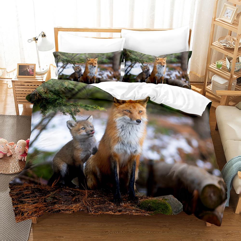 3D The Fox Bedding Sets Duvet Cover Set With Pillowcase Twin Full Queen King Bedclothes Bed Linen
