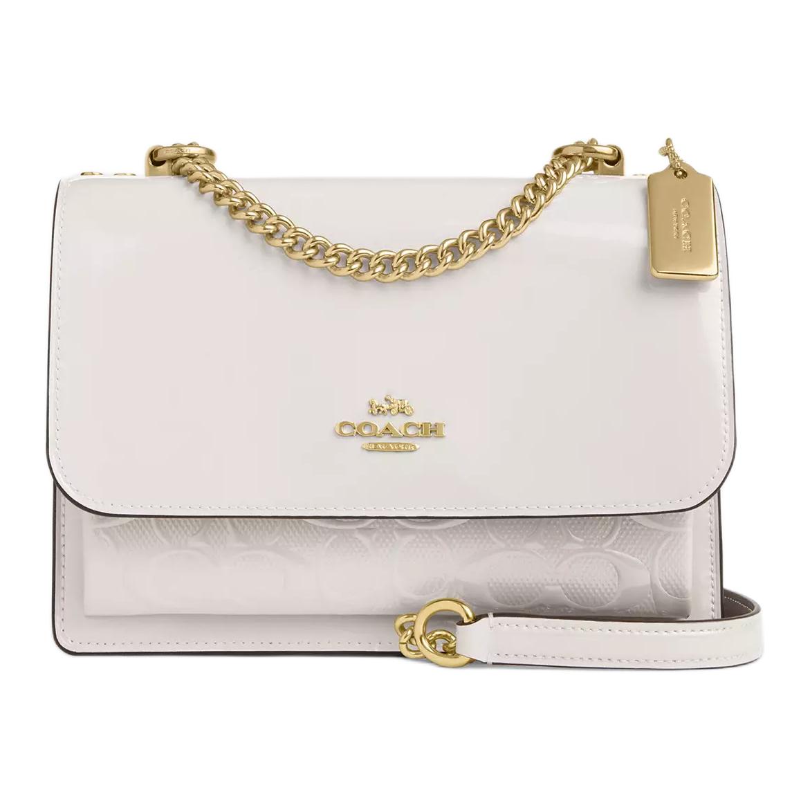 

Coach Smooth Leather Signature Chain Shoulder Bag In White For Women Daily Use Basic Set (Bag+Dust Bag)