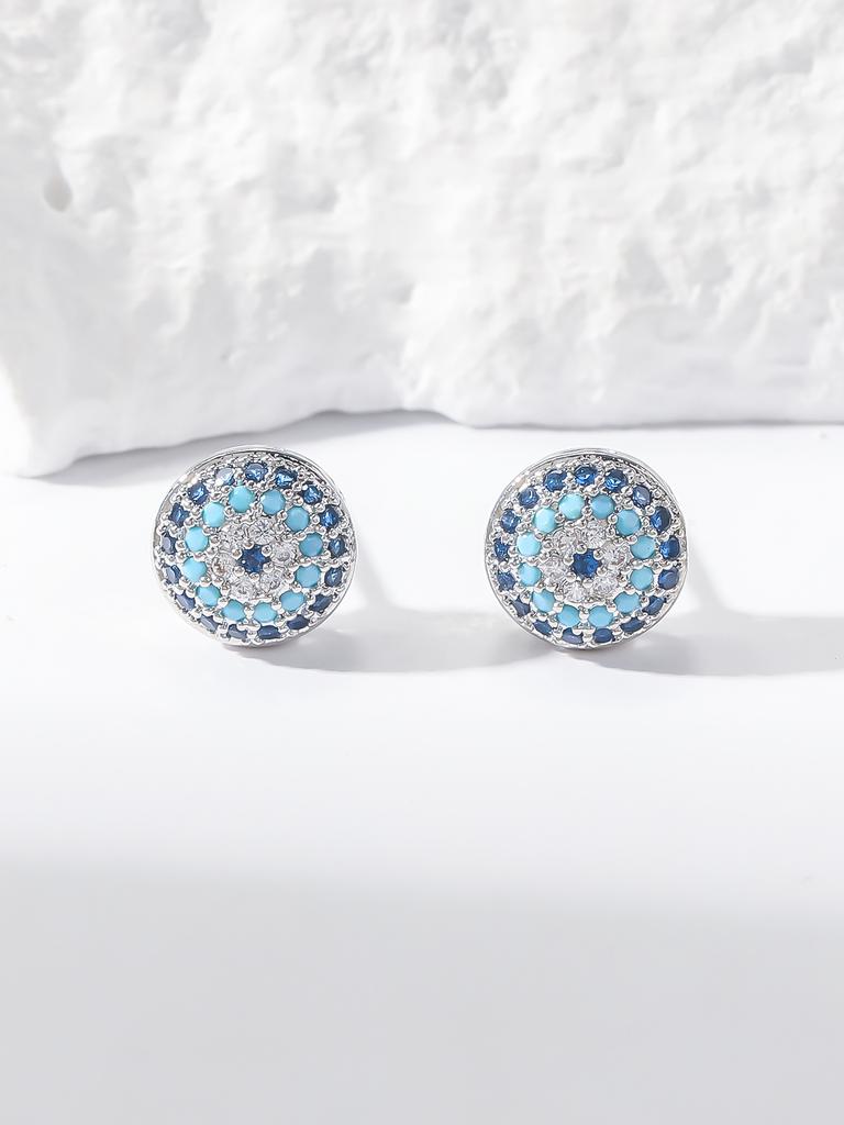 1 Paar Ohrstecker im Vintage-Stil, Kupfer, mikro-eingelegte Zirkonia, Böses Auge, elegant & Design, geeignet für Damenparty/Festival-Kleidung