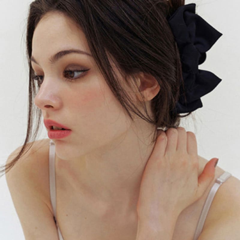 KINDABABY Double Black Ribbon Hair Claw