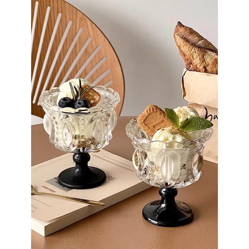 Elegant European Footed Relief Glass Dessert Cups