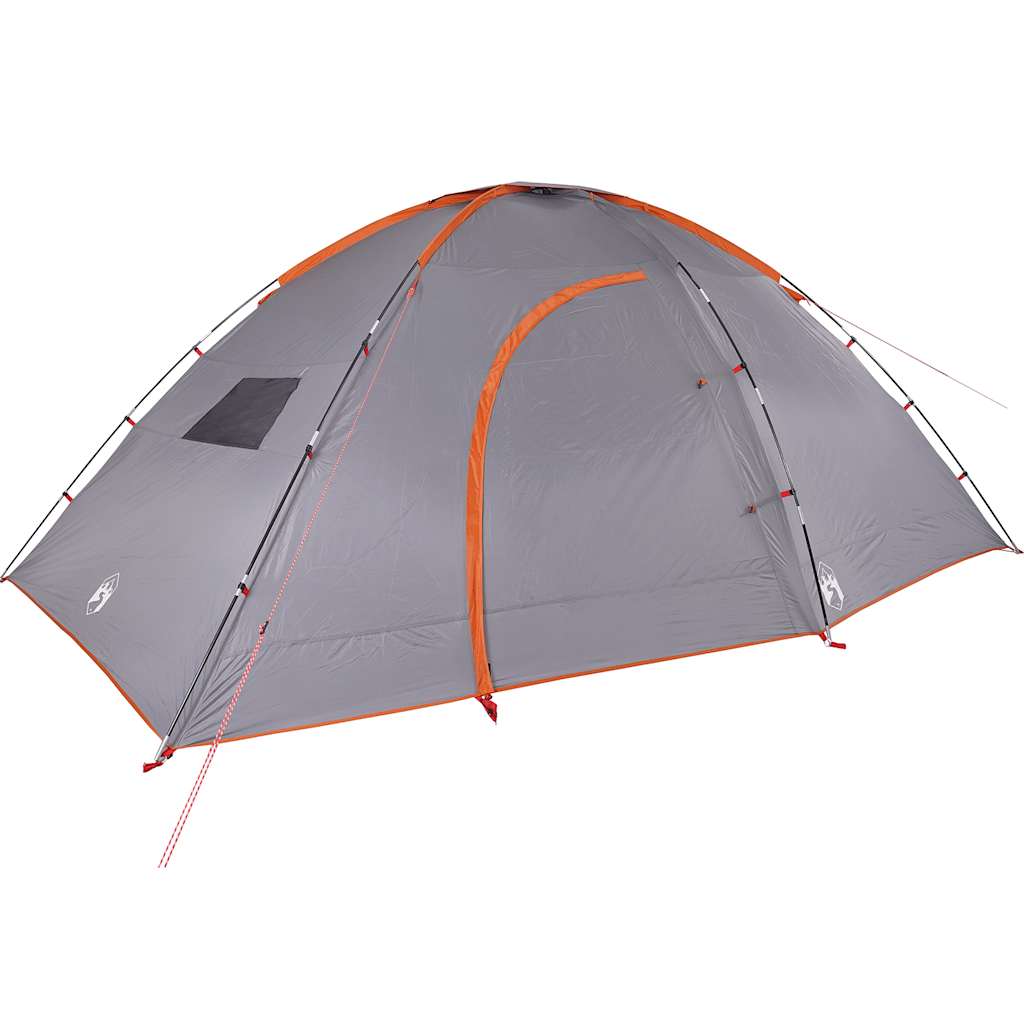 8 Person Camping Tent Grey and Orange Waterproof