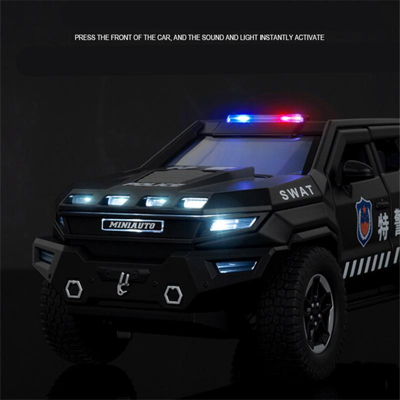 1:24 Vengeance Legierung Explosionsgeschütztes Fahrzeugmodell Metall Polizei Gepanzertes Geländefahrzeug Automodell Ton und Licht Kinderspielzeug Geschenk