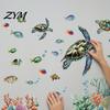 Removable PVC Ocean Theme Decals Glow In The Dark Wall Stickers, Luminous Sea Turtles Tropical Fish Coral Glowing Marine Life Stickers Reefs