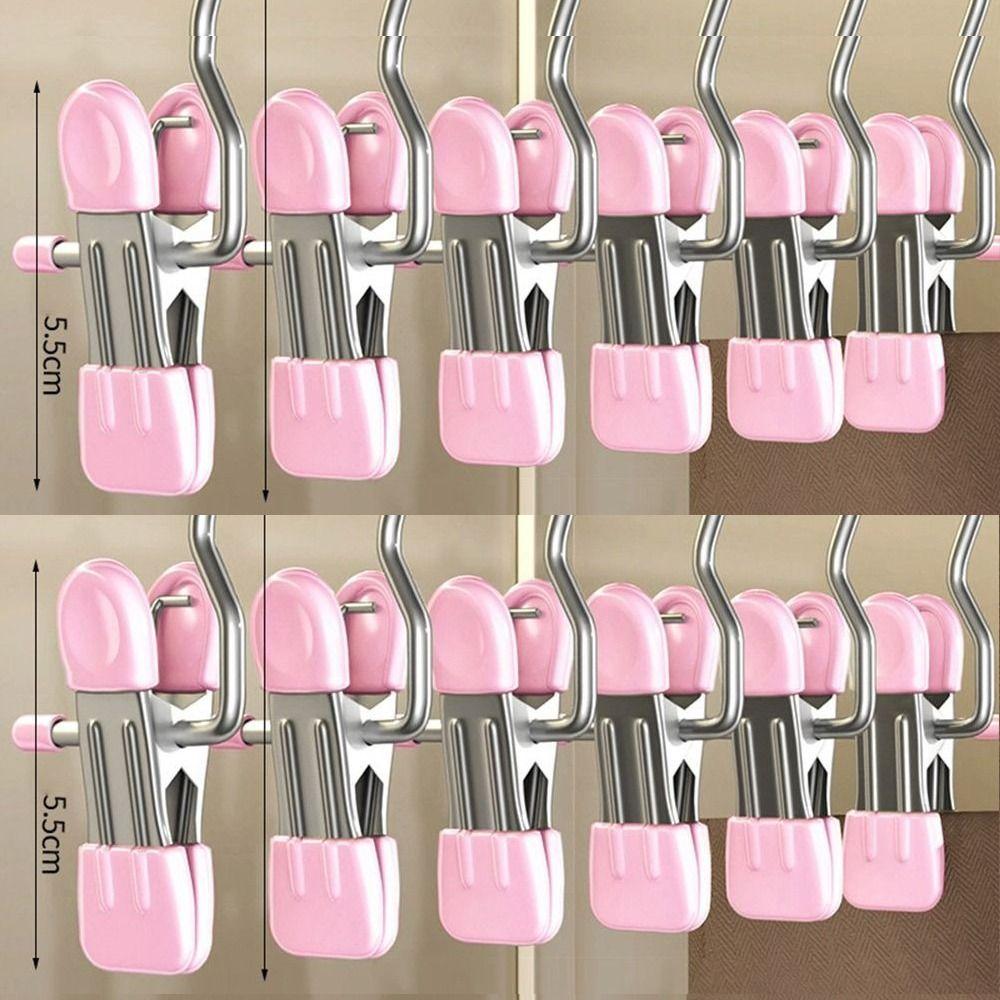 1/5/10PCS Windproof Stainless Steel Pants Clip with Hook Home Storage Rack  for Household