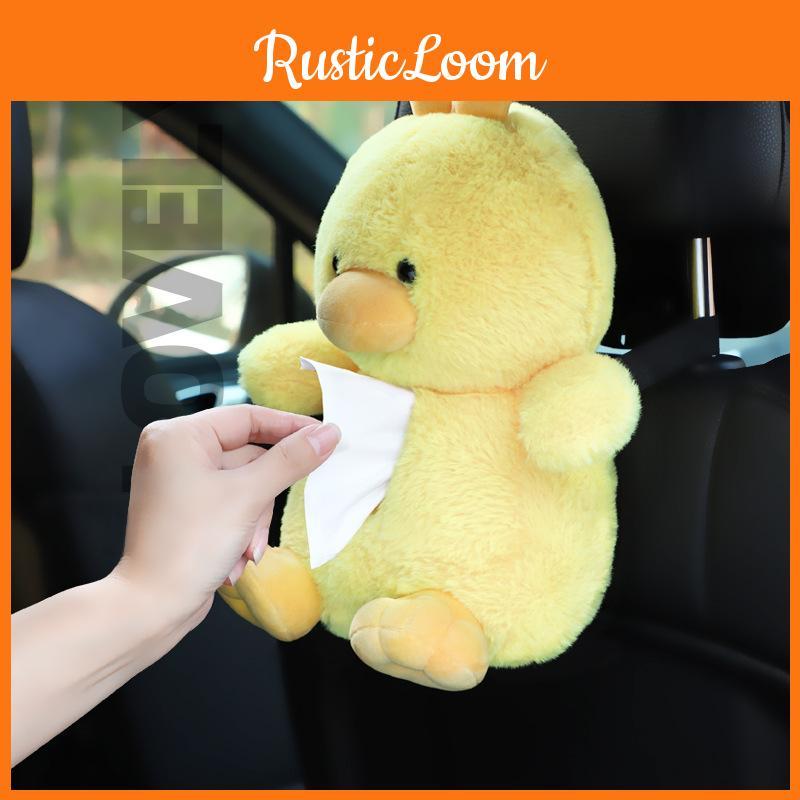 Cute Cartoon Car Tissue Box Holder Plush Bear Backrest Armrest Hanging Paper Towel Cover