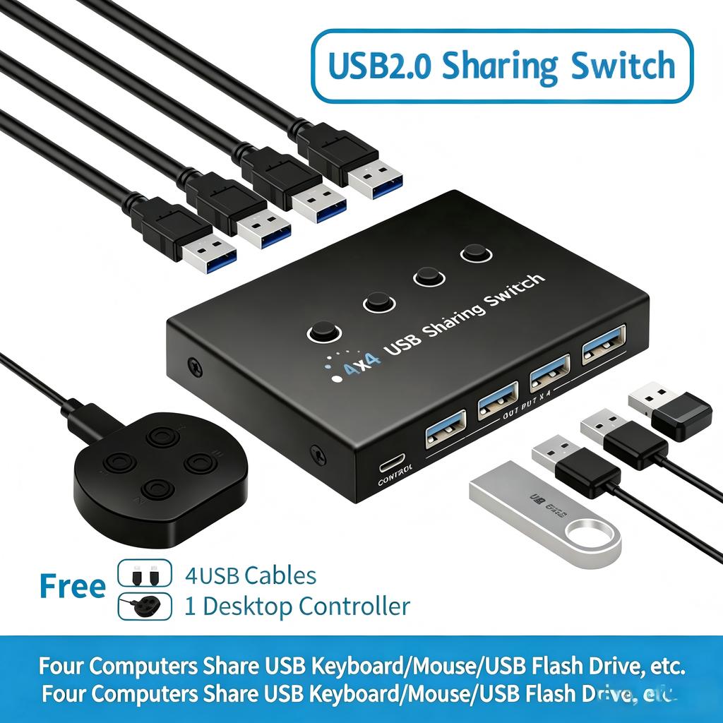 Xiaomi USB 3.0/2.0 Sharing Box 4 Ports Host Switch Hub For PC Laptop Share Keyboard Mouse Printer Multi Device Accessory