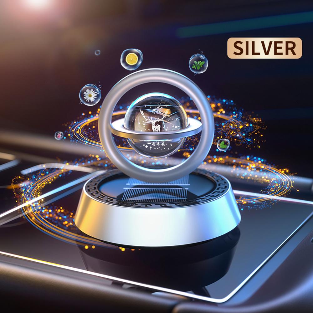 

Автомобильные ароматерапевтические украшения, вращающиеся на солнце, двойные кольца, левитация, креативные украшения для салона автомобиля, приносящие удачу серебряный