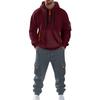 Men's Solid Color Casual Suit Loose Sports Hooded Sweatshirt With Pockets Multi Pocket Overalls Suit