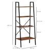 Ladder Shelf, Bookshelf, 4-Tier Industrial Storage Rack for Living Room, Bedroom, Kitchen, Rustic Brown and Black