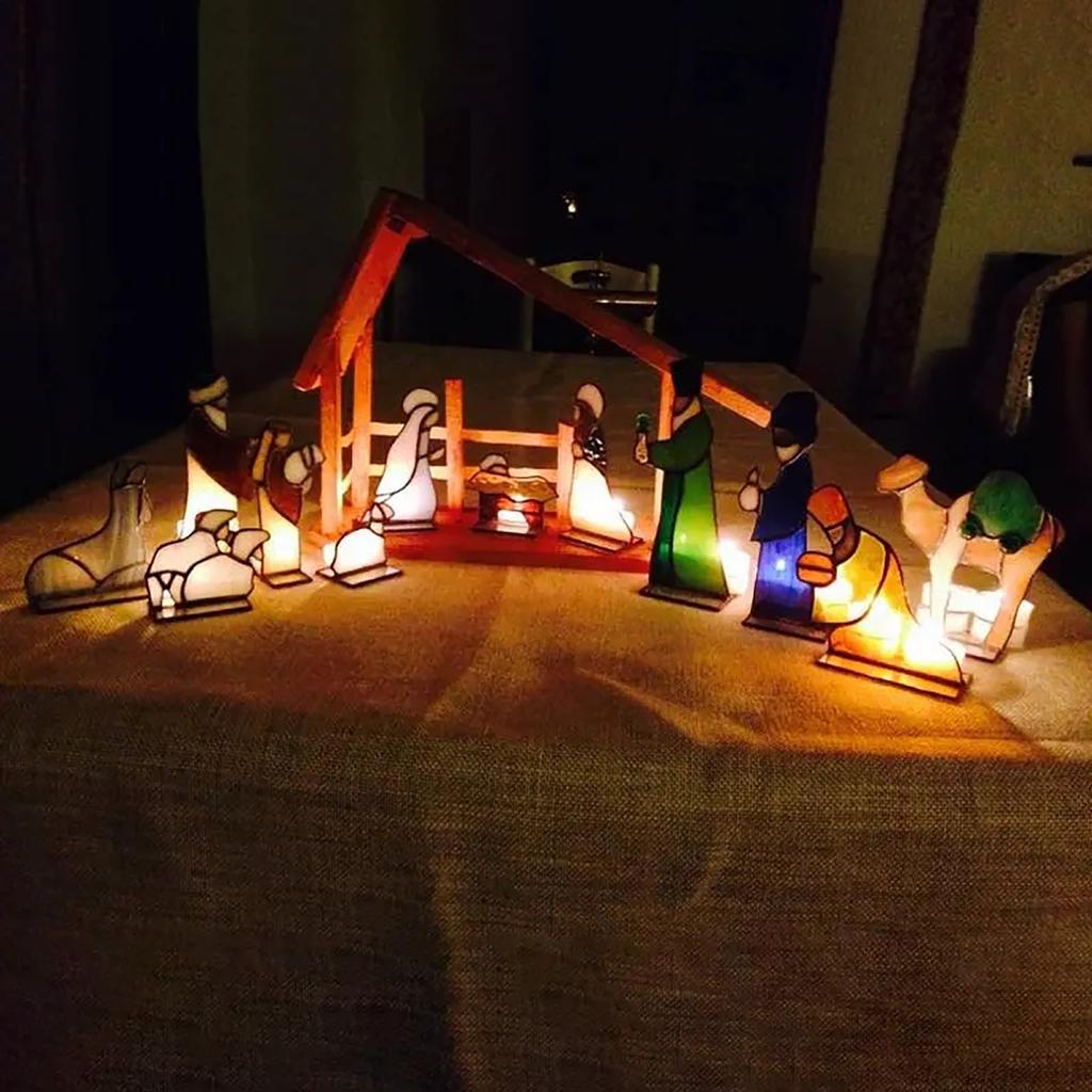 Glas-in-lood kerststal, glas-in-lood kerststal, glas-in-lood kerststal, glas-in-lood kerststal kerstcadeau-idee