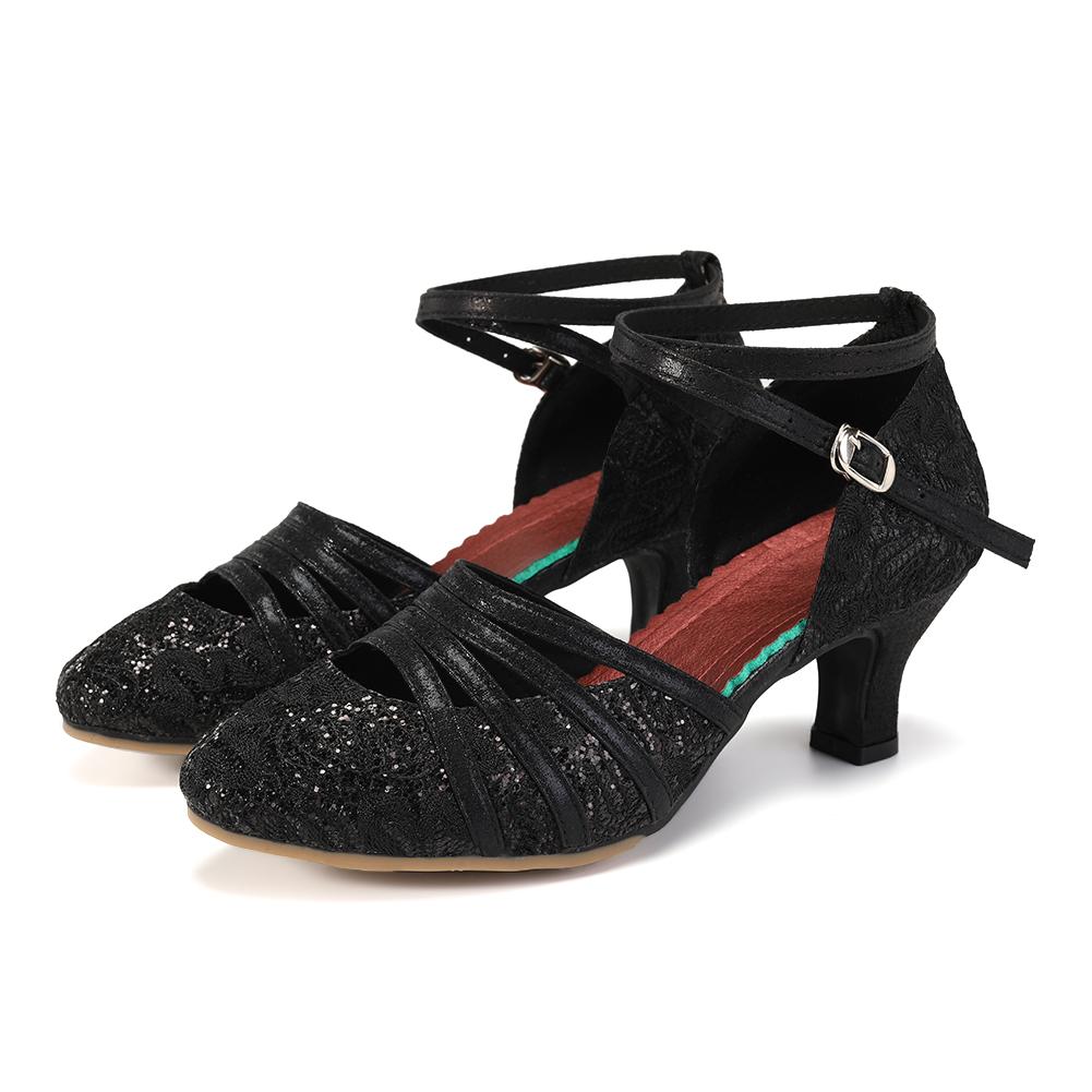 Dance Shoes for Women Hollow Women Outdoor Sandals Breathable Latin Salsa Mid Heel Ballroom Dance Shoes Heel 5.5CM