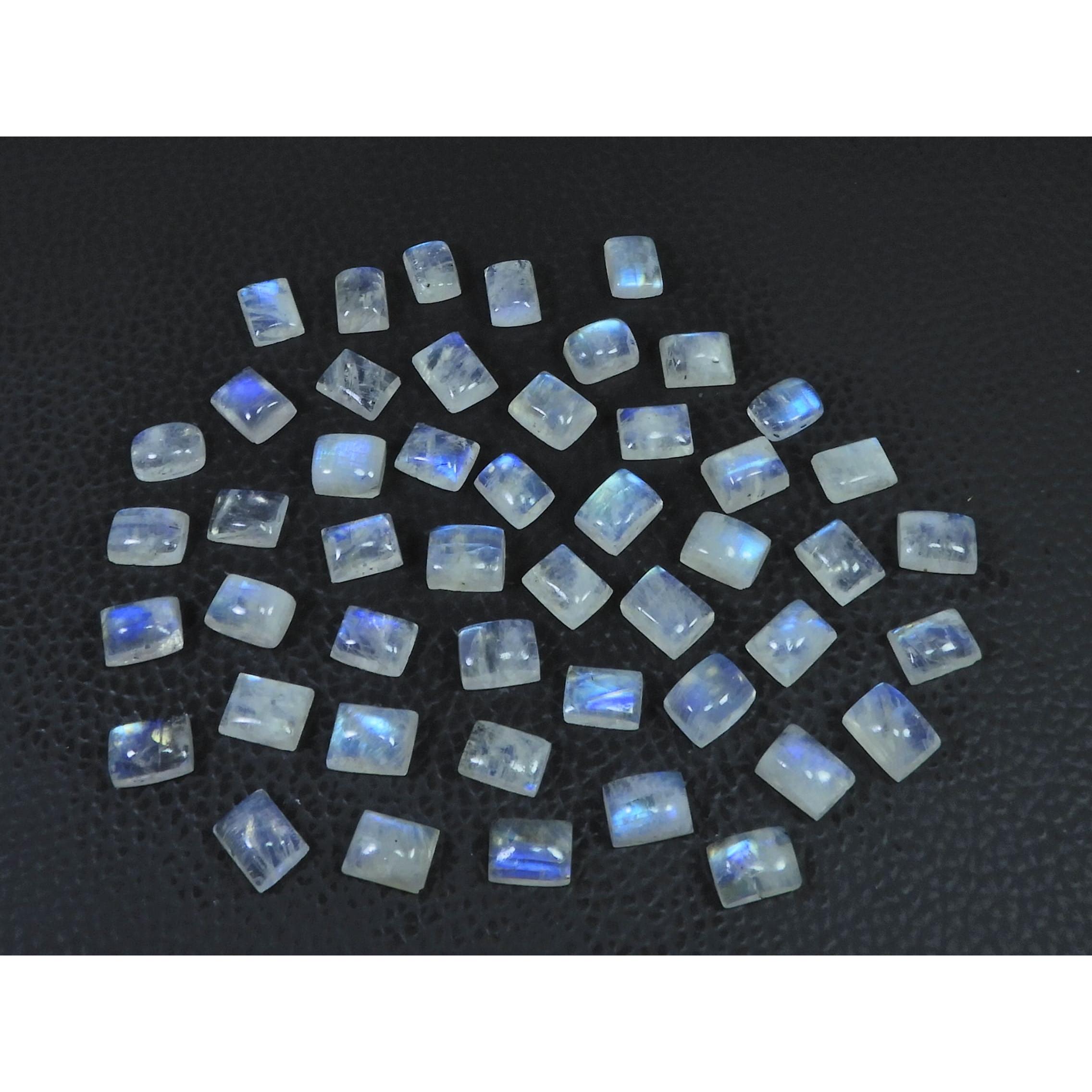 

5X7-6X8MM Natural Rainbow Moonstone Octagon Cabochon Loose Gemstone 48PcsLot C-1777