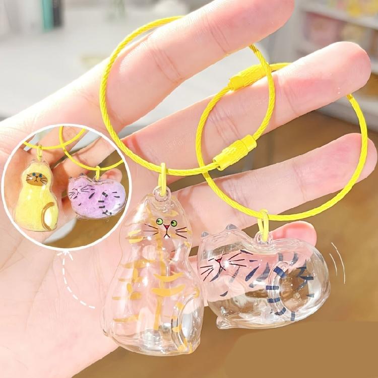 Textured Feline Hair Organiser Case Pendant Keychain Novelty Memorial Gift Box Accessory For Practical Gift Giving