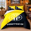 Printed 3Pcs Bedding Set Villarreal FC Pattern Bed Sheet Pillowcase For Bedroom Decor