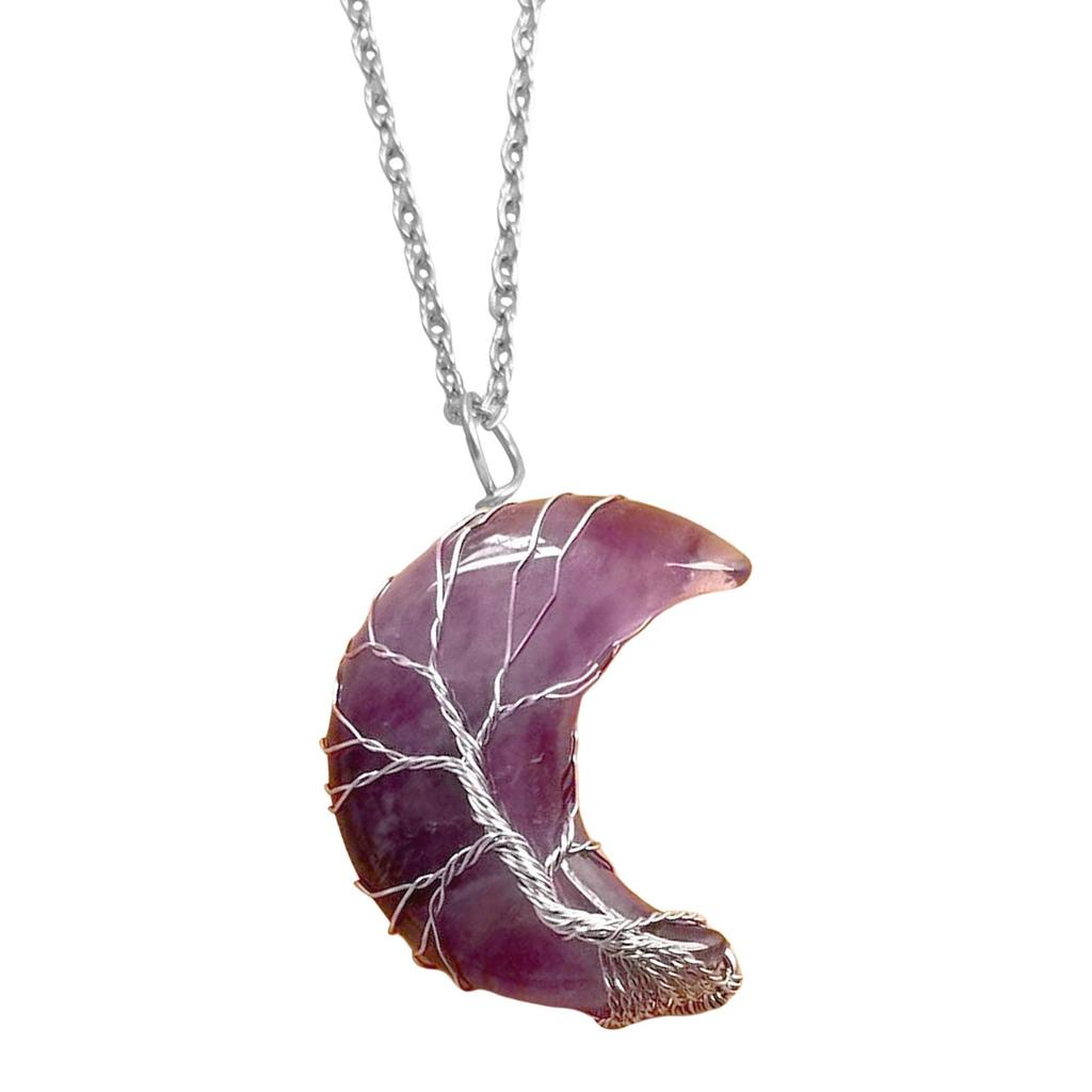 Moon Pendant Necklace Natural Resin Spiritual Gemstone Jewelry