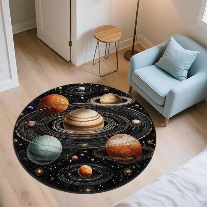 Solar System Pattern Round rug,Carpet Rug for Living Room Bedroom Sofa Playroom Decor,Non-slip Floor Mat,Holiday Gifts and Birthday Gifts.