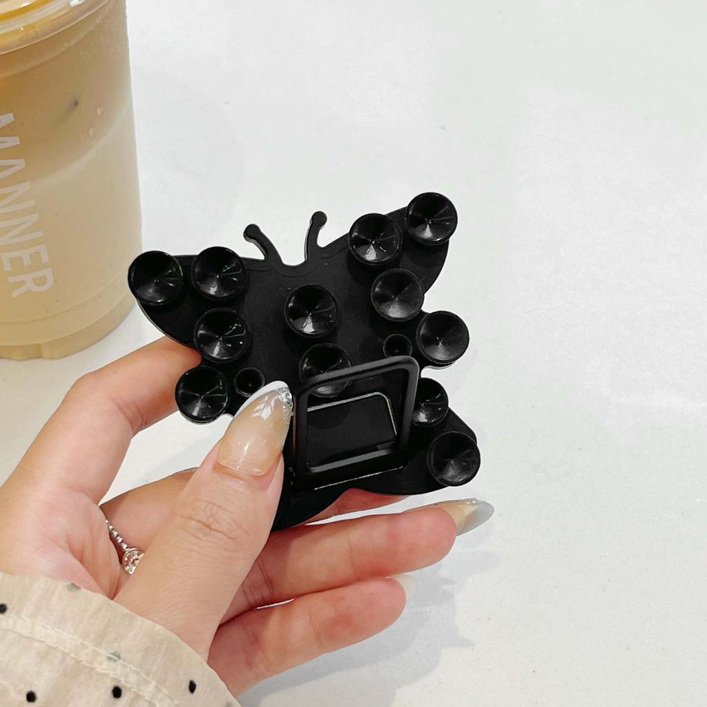 Butterfly Silicone Suction Cup Phone Stand Holder Portable Desktop Kickstand Square Ring Holder