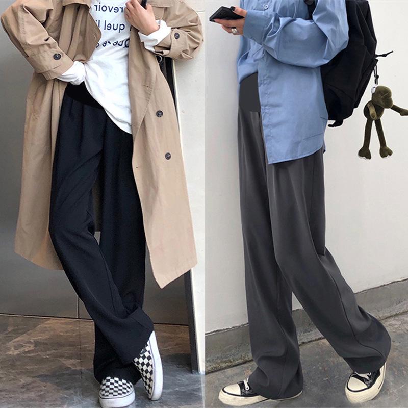 

2026 Spring/Summer Grey Maternity Wide-Leg Floor-Length Trousers for Casual Wear XL