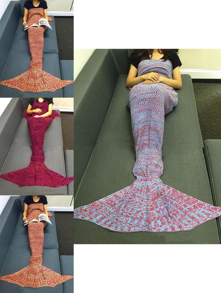 Mermaid Tail Knit Blanket With Lightweight Acrylic For Gift And Relaxation Use