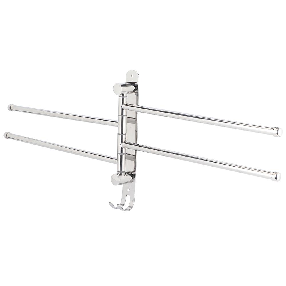 WallHanging Stainless Steel 180 Degrees  Rotating Towel Rack Hanger with 4 Rods for Bathroom Toilet