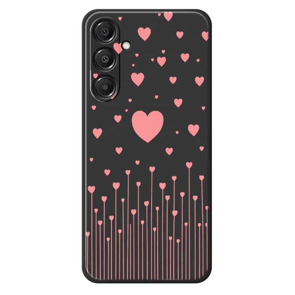 

For Samsung Galaxy A16 5G/4G Case Pink Love Pattern Printing Straight Edge TPU Phone Back Cover Black