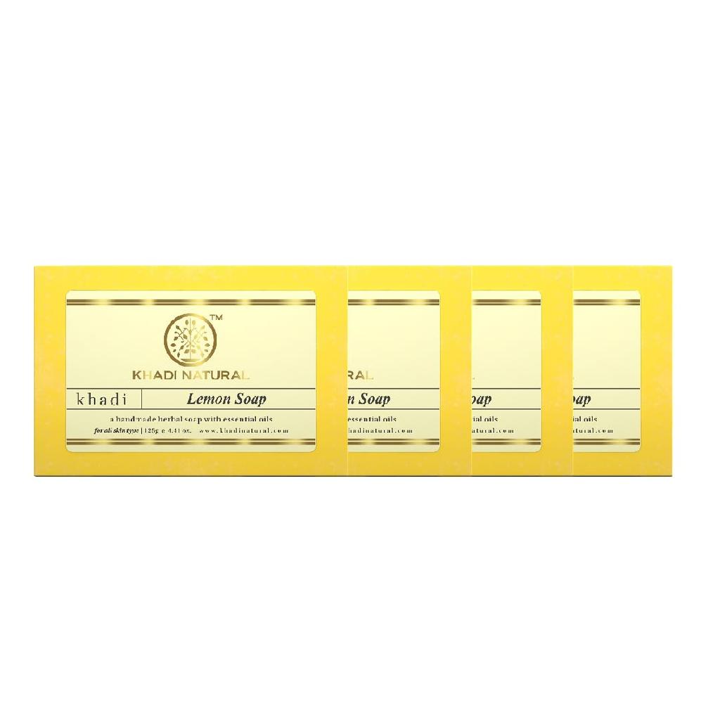 Khadi Natural Lemon Herbal Bathing Soap Moisturizing Cleansing Bar For All Skin Types Essential Oil Soap Pack Of 4 X 125 g