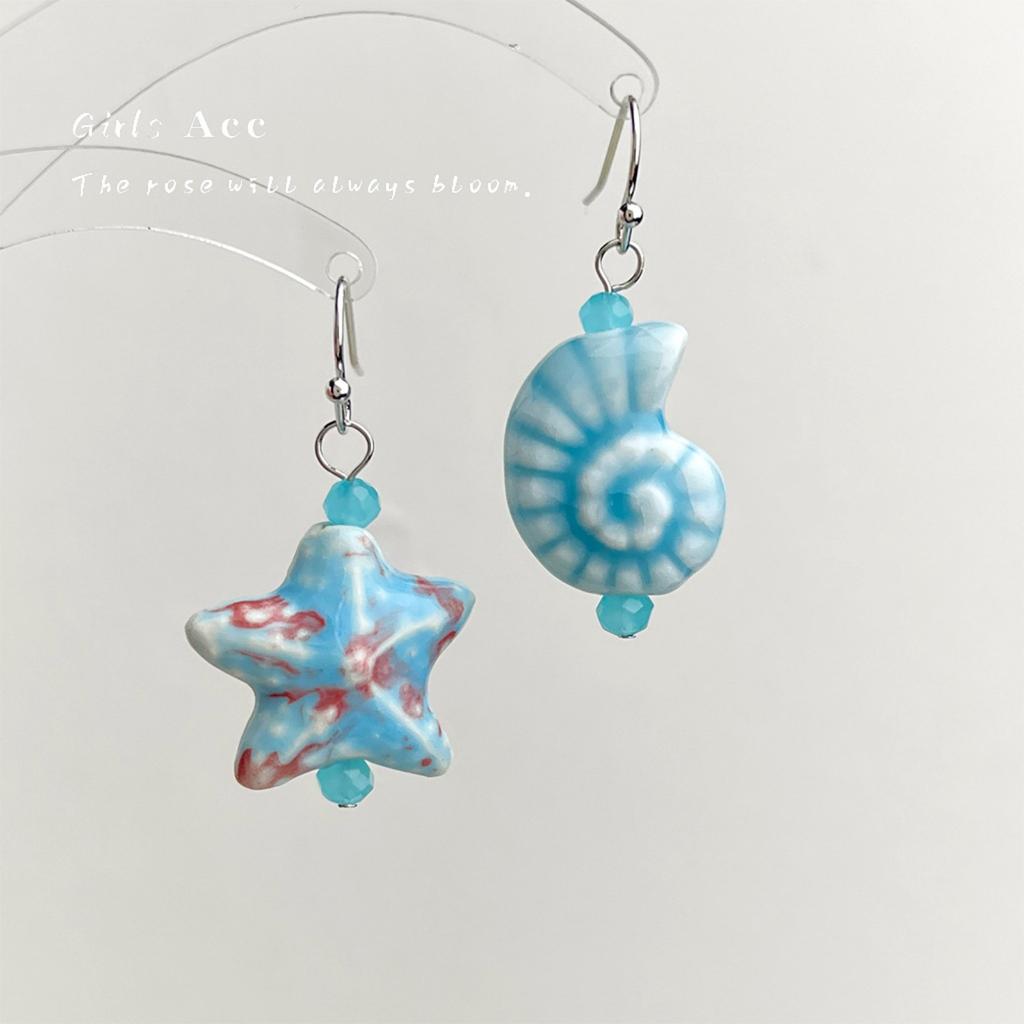 Holiday Style Asymmetrical Handmade Ceramic Earrings, Fresh And Fashionable Earrings, Design Earrings For Women