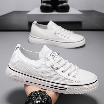 Mode Mode Temperament Herrskor 2025vår Nya Rund Tå Platta Canvas Skor Enkla Mångsidiga Herrsneakers Halkskydd Man Meshsko