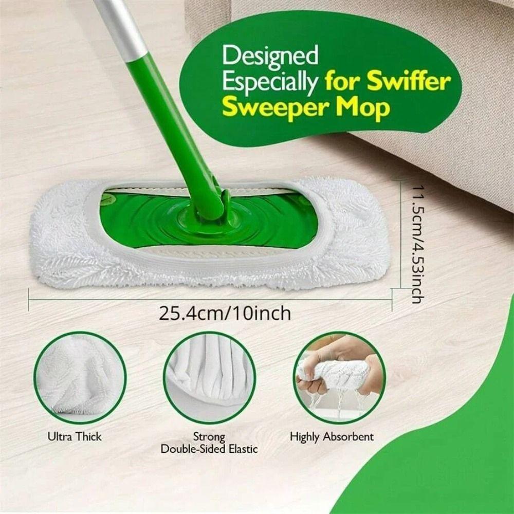 6Pcs Washable Swiffer Replace Mop Cloth No Shedding Absorbent Microfiber Mop Cloth Thicker Soft Mop Replacement Cloth Household